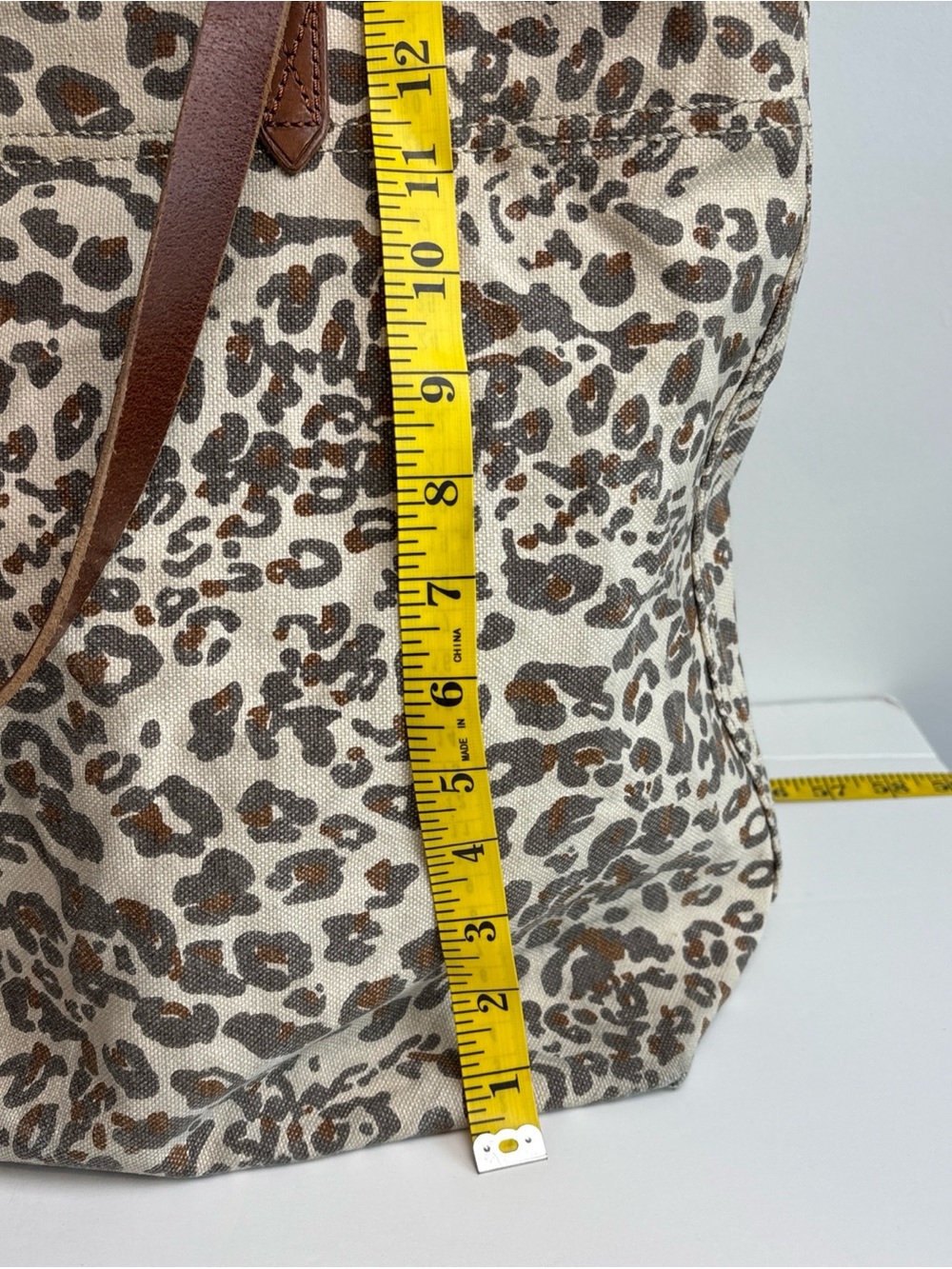 Madewell Leopard Print Canvas Tote with Brown Leather Straps - Picture 3 of 5